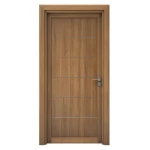 باب خشبي طبيعي فاخر، مقاس 235×115 سم، لون بني فاتح، سمك 6 سم، موديل M01