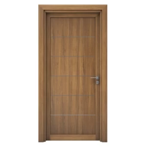 باب خشبي طبيعي فاخر 235×115 سم، بني فاتح، سمك 6 سم، موديل M01