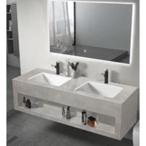 Artificial Marble Decorative Sink Two Basins 150 cm Matte Grey | Al Muhaidib Sanitary and Ceramic