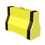 Black and Yellow Reinforced Concrete Barriers Size 100*85*50 cm With Single Hook, Single Forklift Opening for Lifting and Slotted Drain Holes