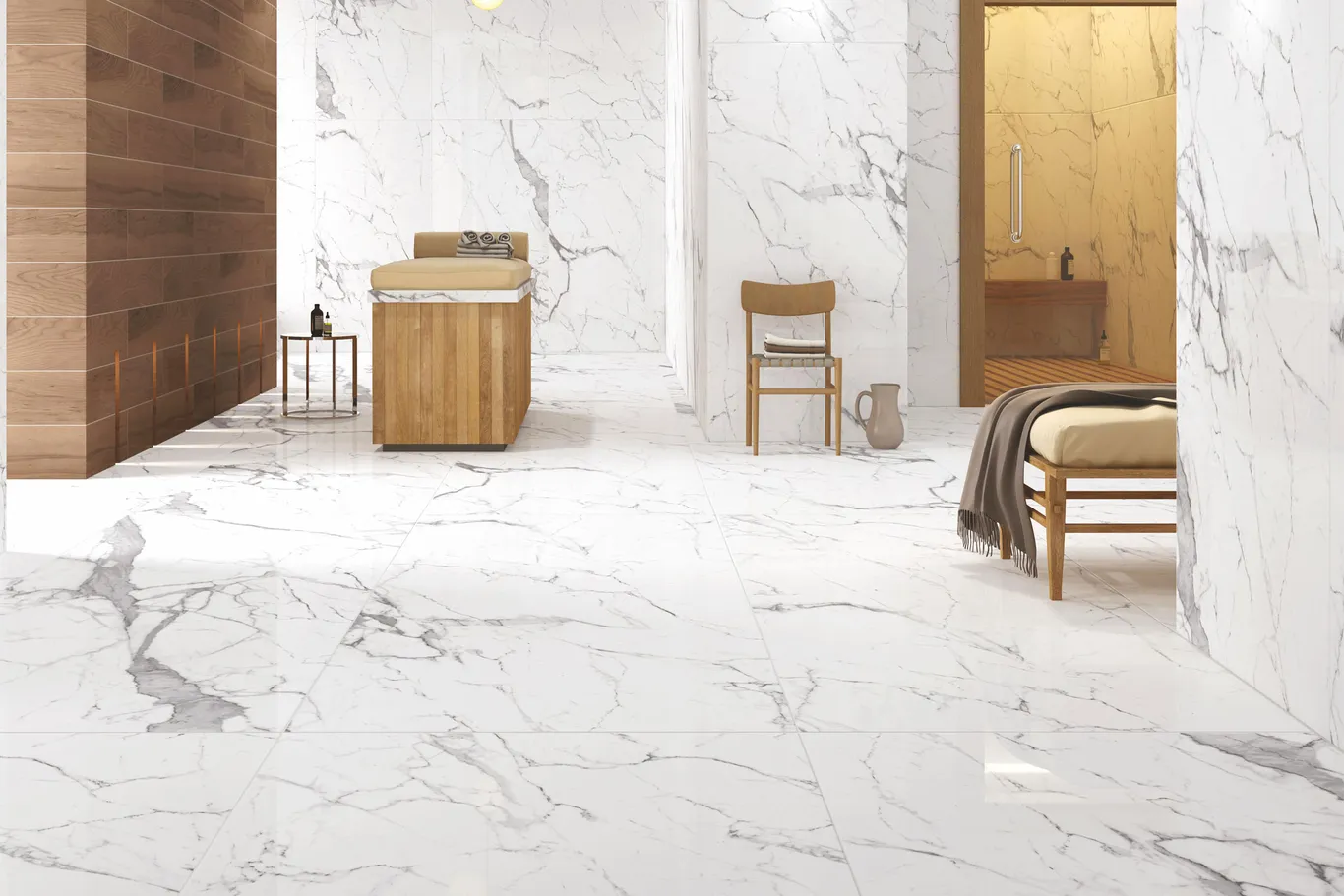 بلاط بورسلان مصقول 120 ×120 سم، لون أبيض، موديل White Mount | شركة ابيات