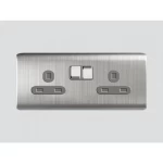 فيش ثلاثي مزدوج بمفتاح، مقاس 14×7 سم، 16 أمبير، لون ستيل