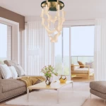 نجفة معدنية ذهبية، ارتفاع 100 سم، قطر 60 سم، موديل 440172