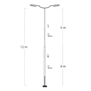 Aluminum Lighting Pole 12 m Length, 4 mm Thickness, 40 mm Base | 