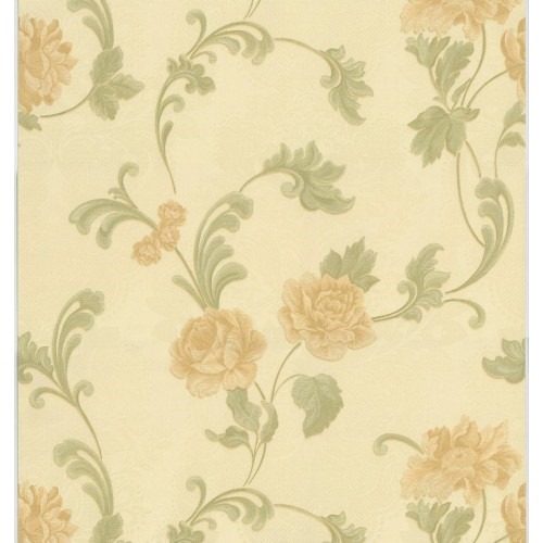 Italian Floral Wallpaper 10m x 0.73m Creamy Color, Model 56940 | Balbaid Decor Company