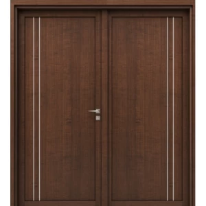 Premium Dual Door Natural Wood 220x235 cm, 6 cm Thickness, Dark Brown | YT-76768132