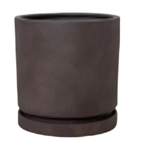 Fiberglass Flower Holder Round 45 cm Width 55 cm Height Brown | Verde