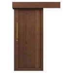 باب سحاب خشب طبيعي بتصميم فاخر، لون بني، مقاس 160 × 235 سم، موديل GM02