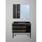 Single Basin Wooden Bathroom Wash Basin 100 cm, with Mirror, Plywood Model