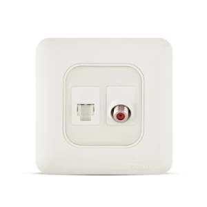 فيش RJ11 6P6C + فيش دش مائل 7×7 سم، لون أبيض | Spectra