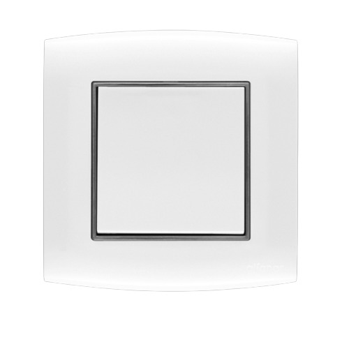 Electrical Light Switch 1 Gang 2 Way 20 Amp Omnia 7×7 cm White with Black Ring | Al Fanar