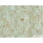 Floral wall covering green color, length 10m, width 1.06m, model 44438