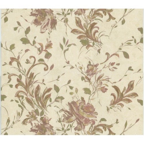 Italian Wallpaper Floral Design 10m x 1.06m Beige, Model 81417 | Balbaid Decor Company