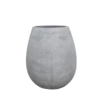 أصيص نبات، رمادي اللون، خرساني، مقاس 76x63 سم، شكل اسطواني.