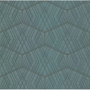 Italian Geometric Wallpaper 10m x 0.73m, Turquoise Color | Balbaid Decor Company