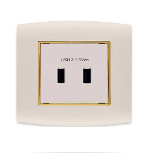 فيش شاحن USB مزدوج 2.1 أمبير 7x7 سم ذهبى بحلقة ذهبى | شركة الفنار