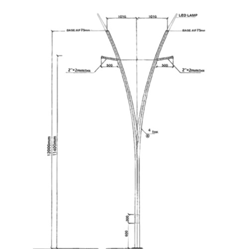 Roarding Pole Length 12 meters, Base 900 mm, Thickness 4 mm | 