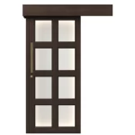 Premium Solid Wood Sliding Door, Dark Brown, Size 110× 265cm, thickness 6 cm, Model GPR052