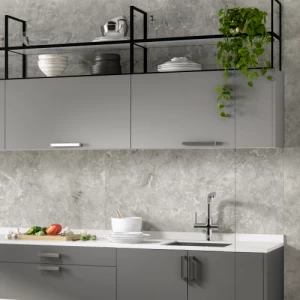 Melamine Kitchen 18 mm White with Artificial Acrylic Marble & Hydraulic Hinges | Abyat Company